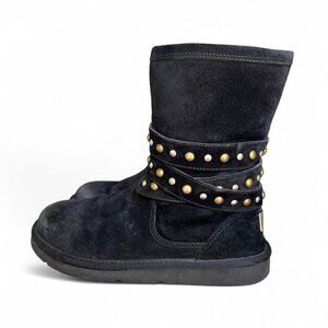 UGG women’s Clovis black suede leather studded boots in size 8